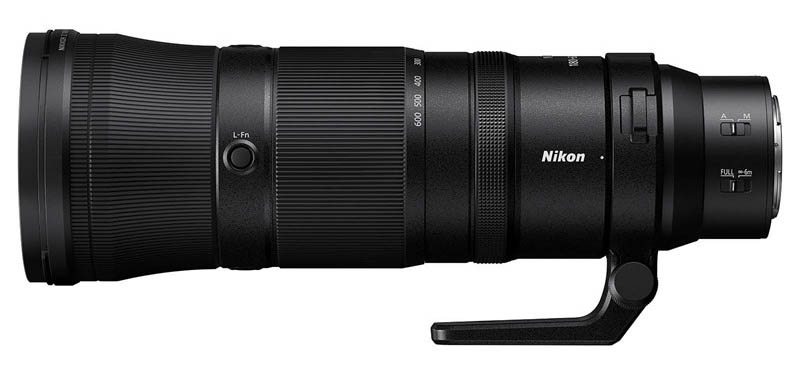 Side profile of the Nikor 180-600mm f5.6-6.3 VR lens